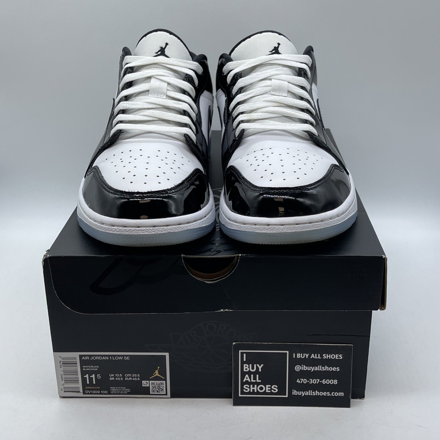 Size 11.5 - Jordan 1 Low SE Concord Black White Leather (DV1309-100)
