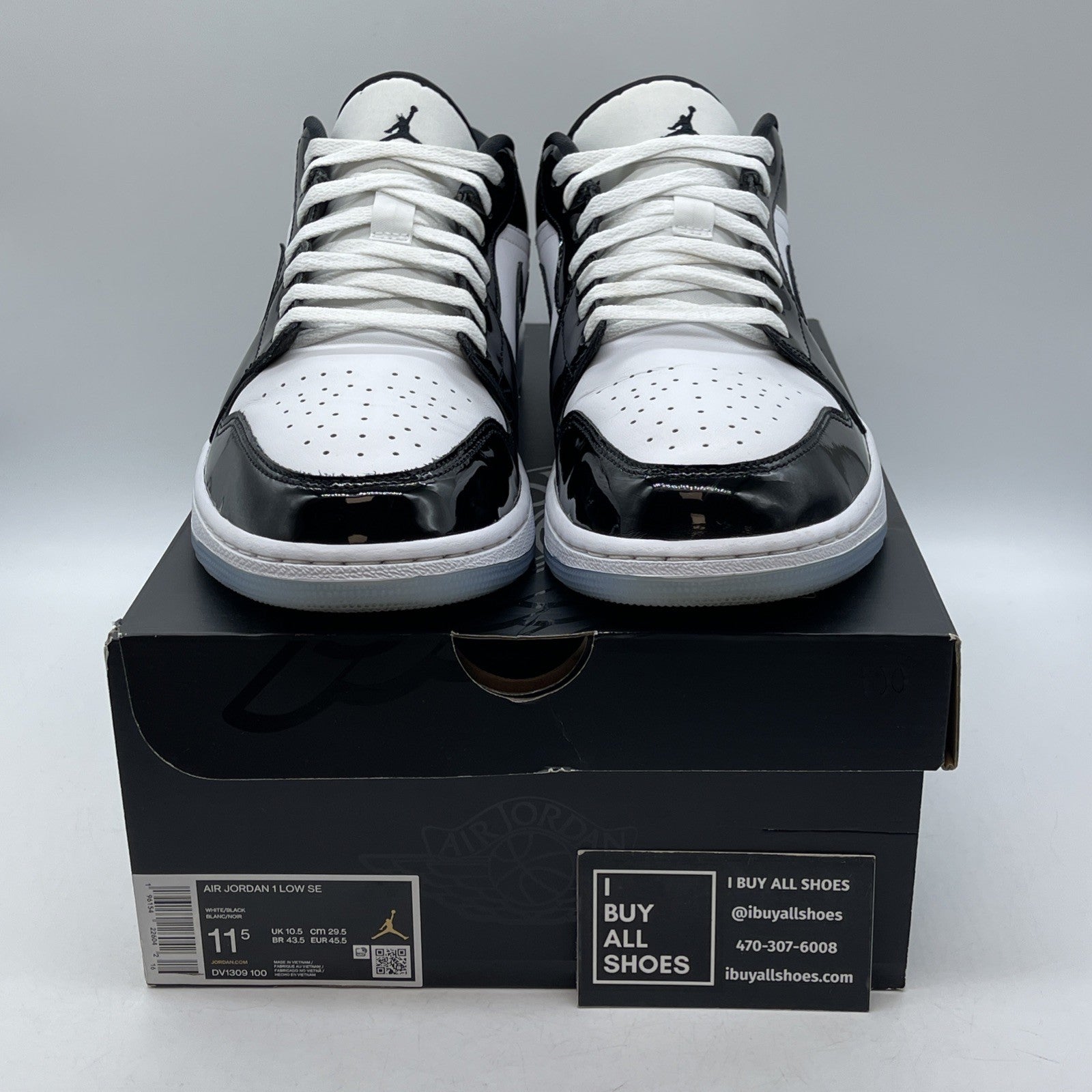 Size 11.5 - Jordan 1 Low SE Concord Black White Leather (DV1309-100)
