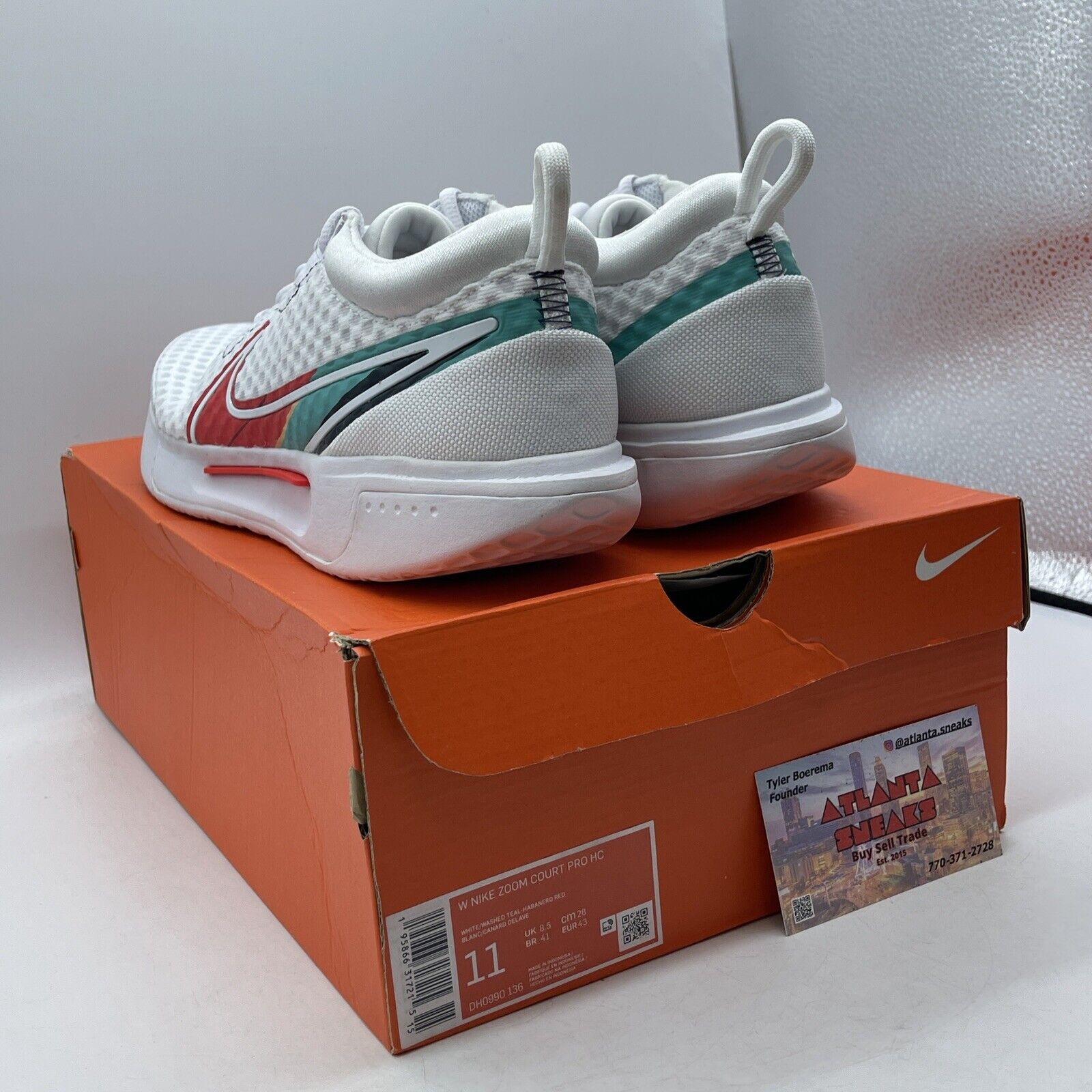 Size 11W - NikeCourt Zoom Pro White Washed Teal Blue Red Suede (DH0990-136)