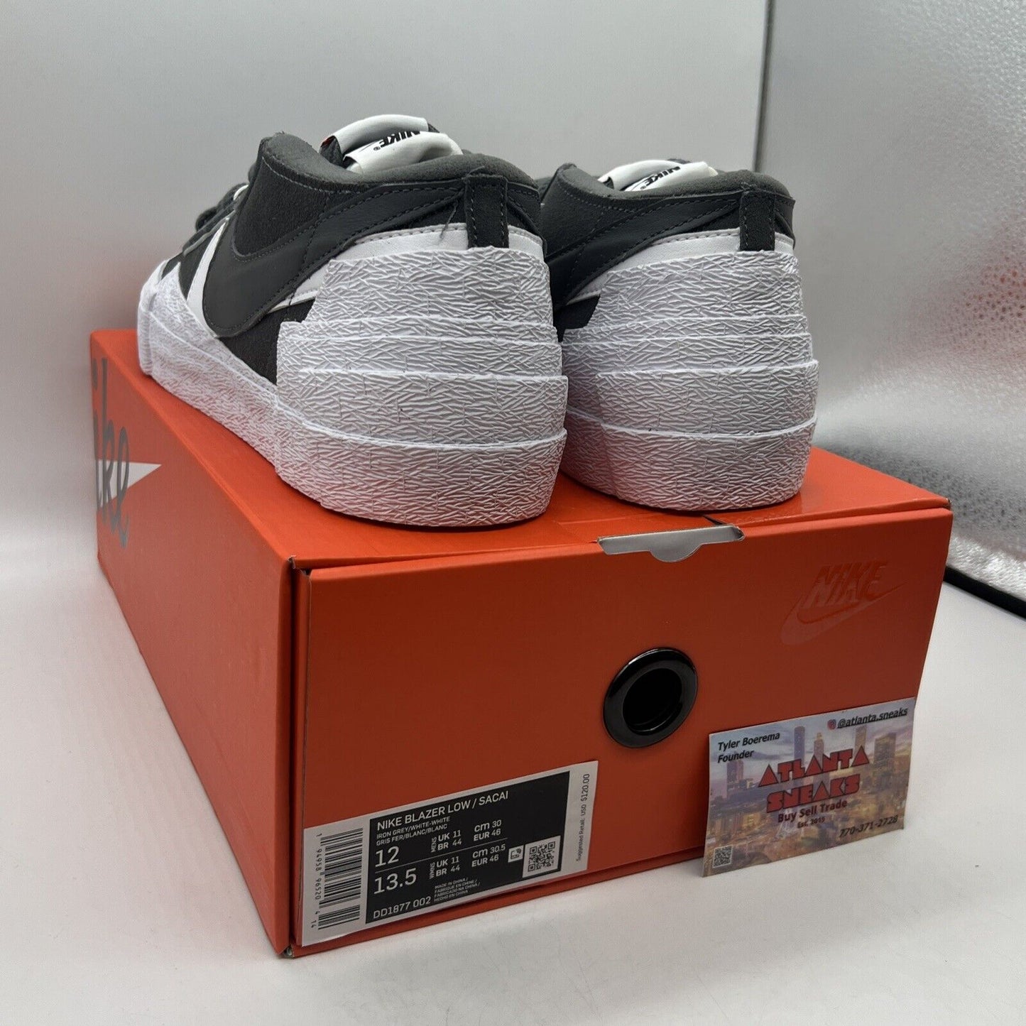 Size 12 - Nike Blazer Low Sacai Dark Grey Brand New Og All