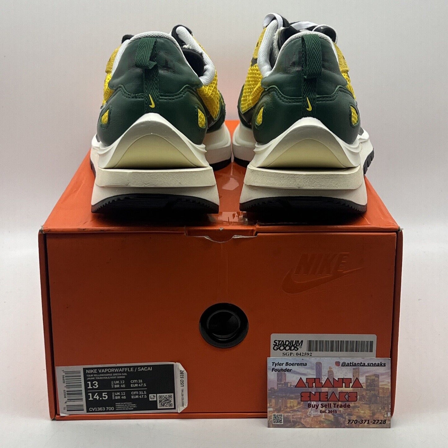 Size 13 - Nike sacai x VaporWaffle Tour Yellow Green White (CV1363-700)