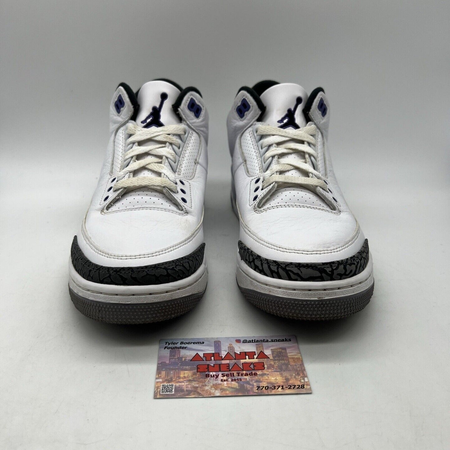 Size 9.5 - Jordan 3 Retro Mid Dark Iris White Purple Grey Leather (CT8532-105)