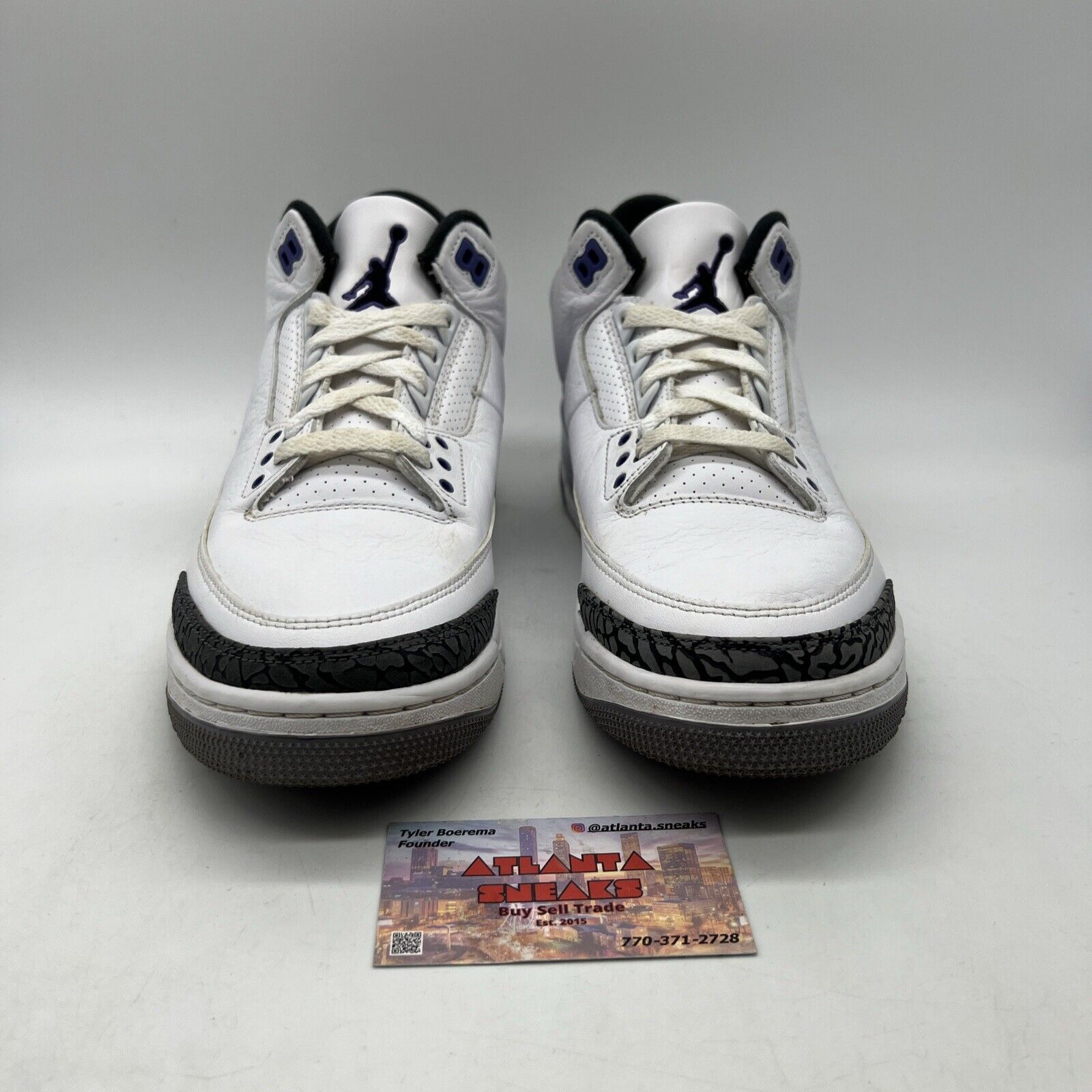 Size 9.5 - Jordan 3 Retro Mid Dark Iris White Purple Grey Leather (CT8532-105)