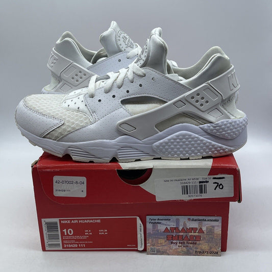 Size 10 - Nike Air Huarache All White Leather Suede (318429-111)