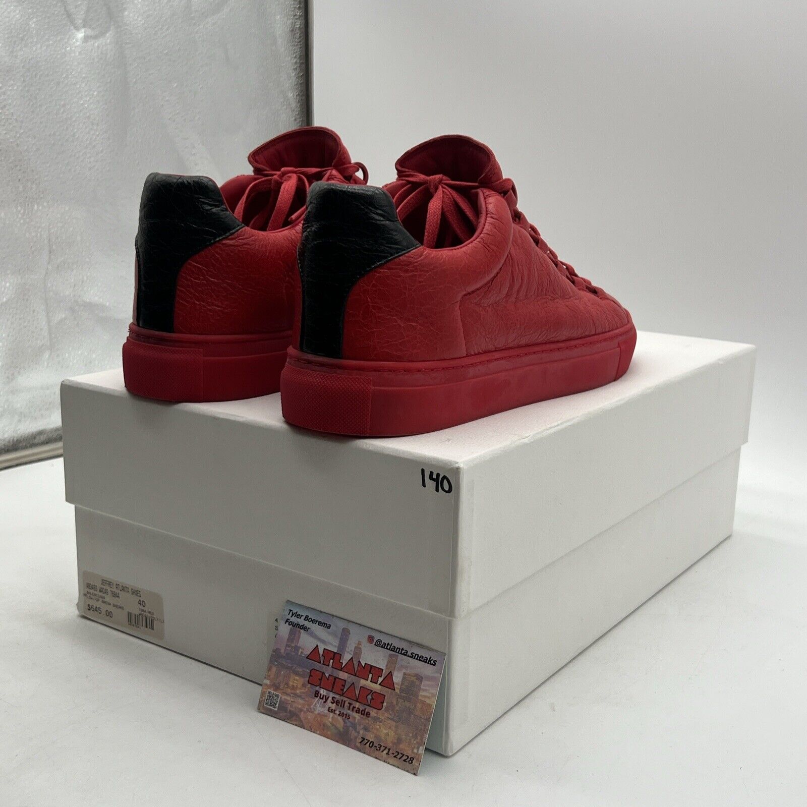 Size 7 - BALENCIAGA ARENA LOW TOP RED SNEAKERS