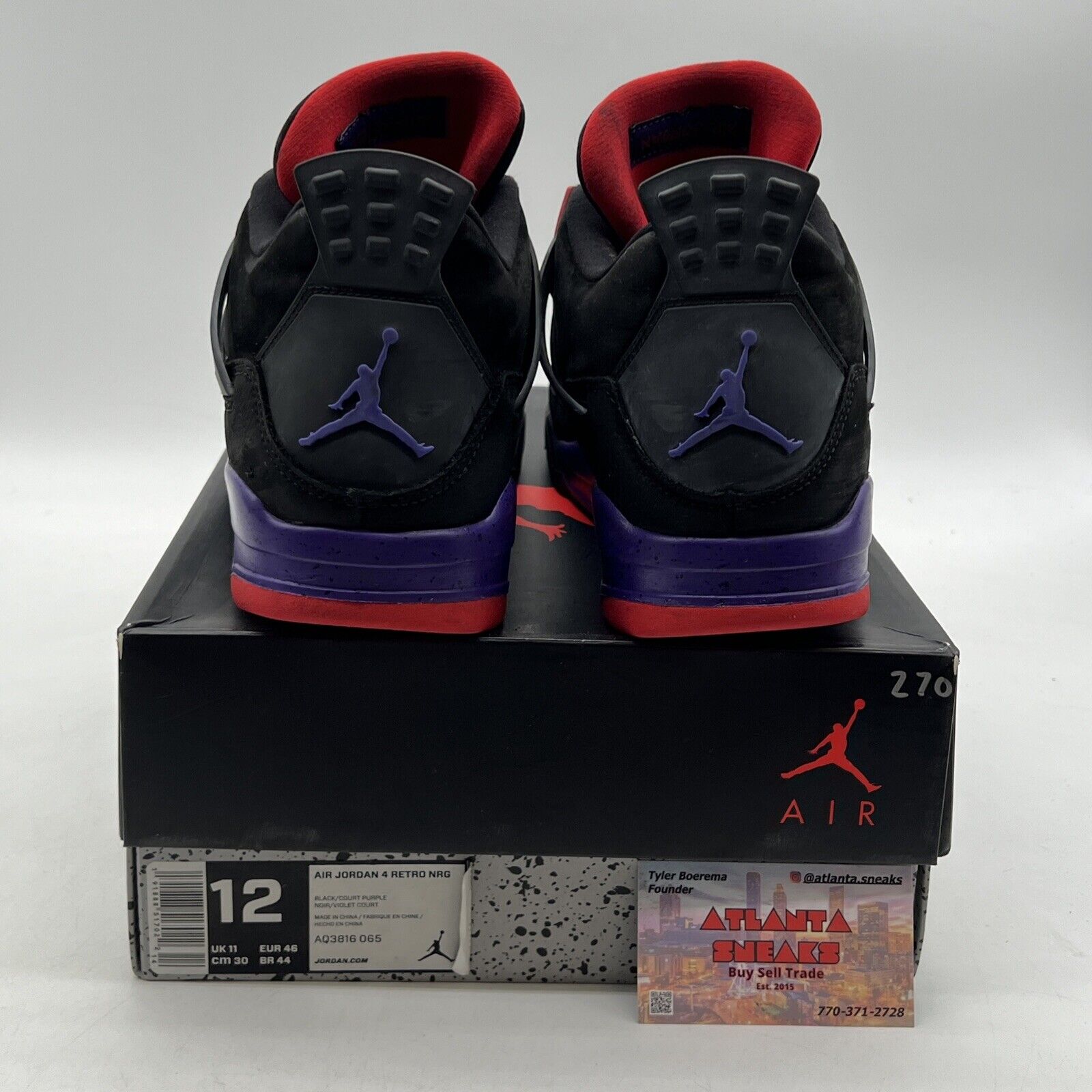 Size 12 - Jordan 4 Retro NRG Raptors 2018 Purple Red Black Suede (AQ3816-065)