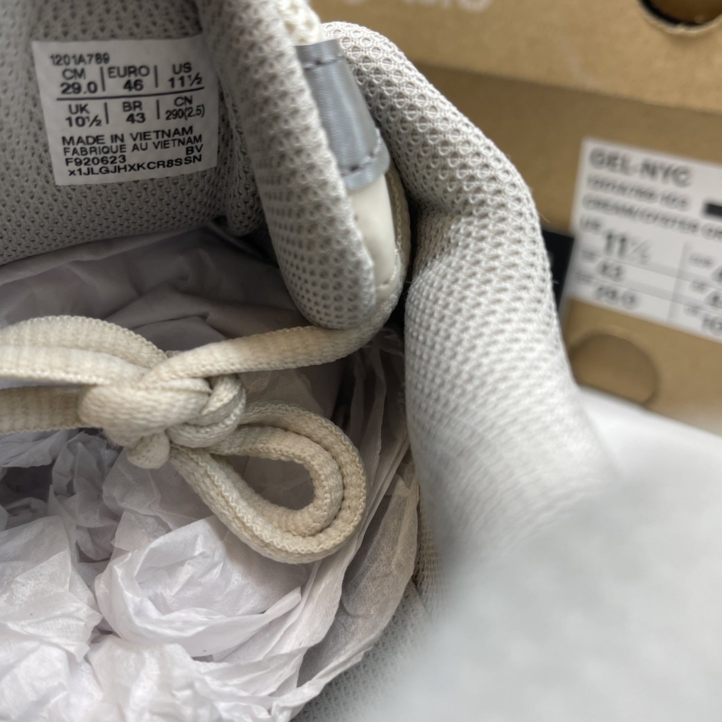Size 11.5 - Asics Gel NYC Cream Oyster Grey (1201A789-103)