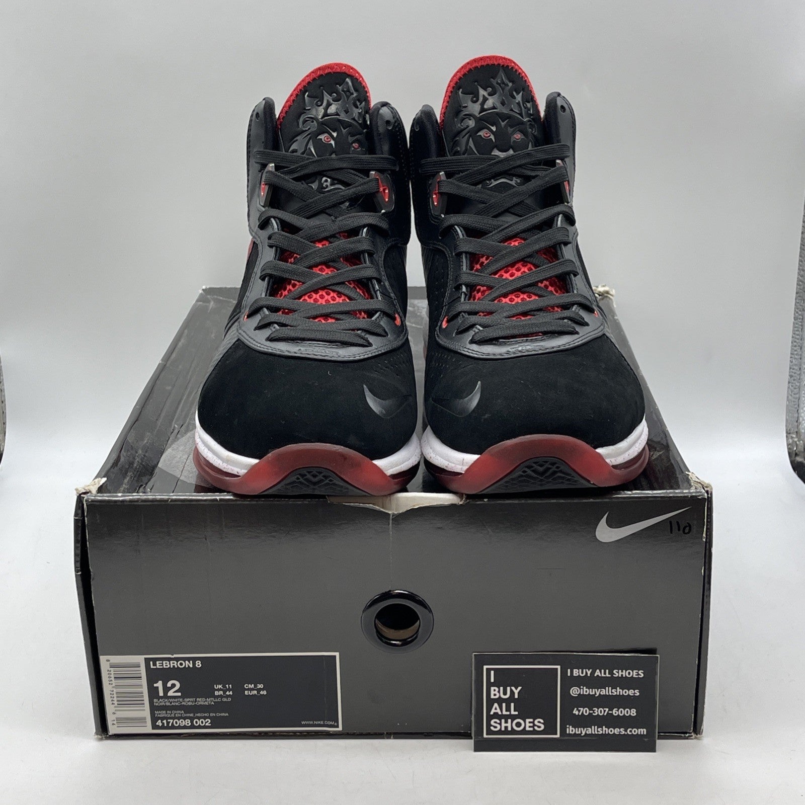 Size 12 - Nike LeBron 8 Bred (417098-002)