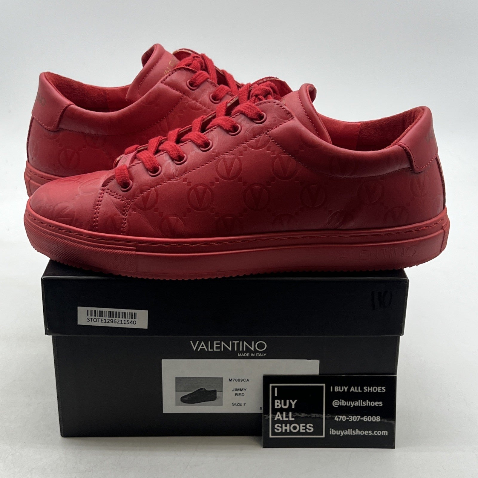 Size 7 - VALENTINO BY MARIO VALENTINO Jimmy Logo Monogram Leather Sneakers