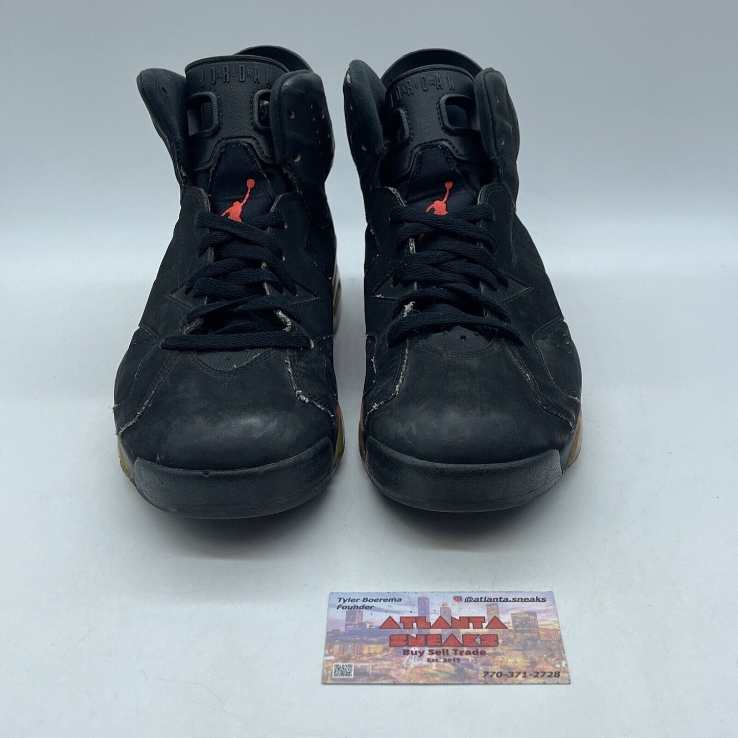 Size 10 - Jordan 6 Retro Infrared Black Suede Pink Leather (384664-023)