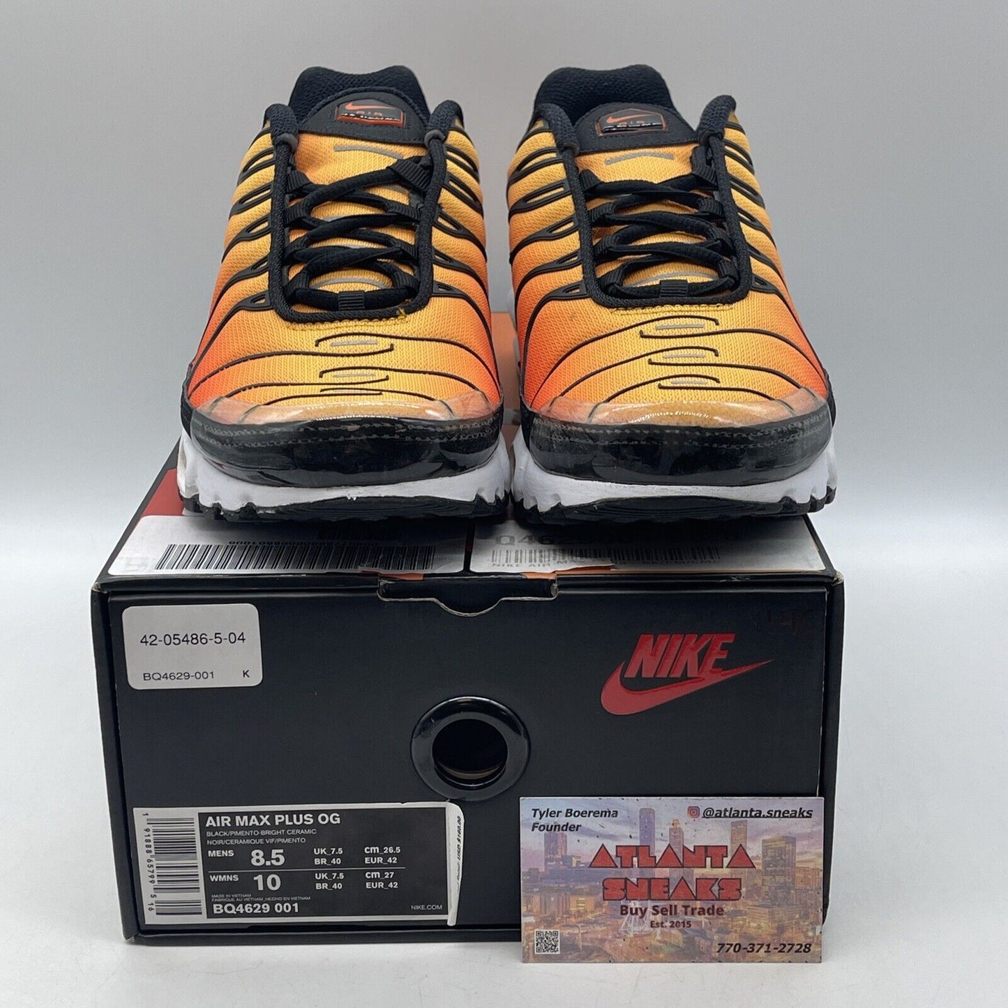 Size 8.5 - Nike Air Max Plus Sunset Orange Yellow Suede Black White (BQ4629-001)