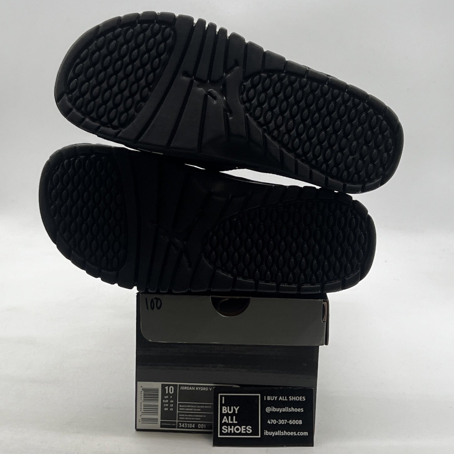 Size 10 - Air Jordan Hydro Slides Retro 4 Black Cat Mens (343104-001)