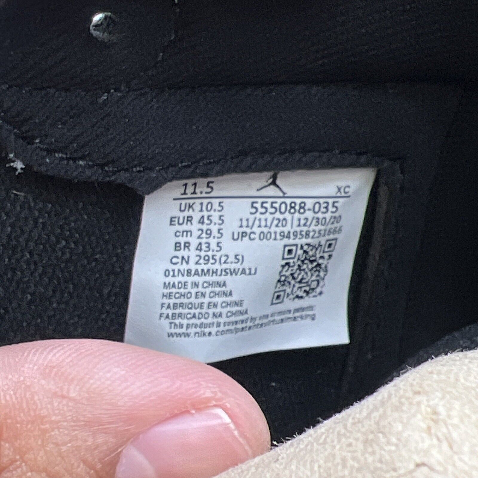 Size 11.5 - Jordan 1 Retro OG High Shadow 2.0 Black White Suede (555088-035)
