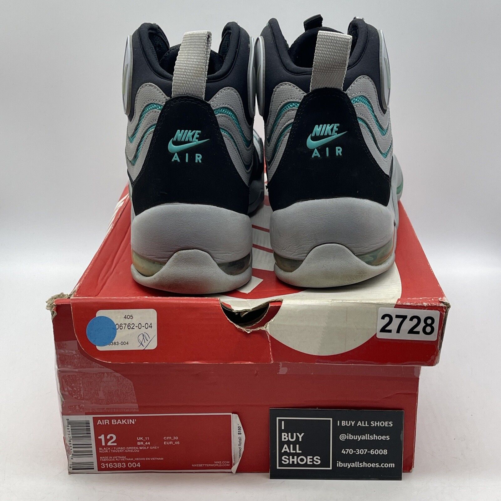 Size 12 - Nike Air Bakin Gray Black Blue Suede (316383-004)