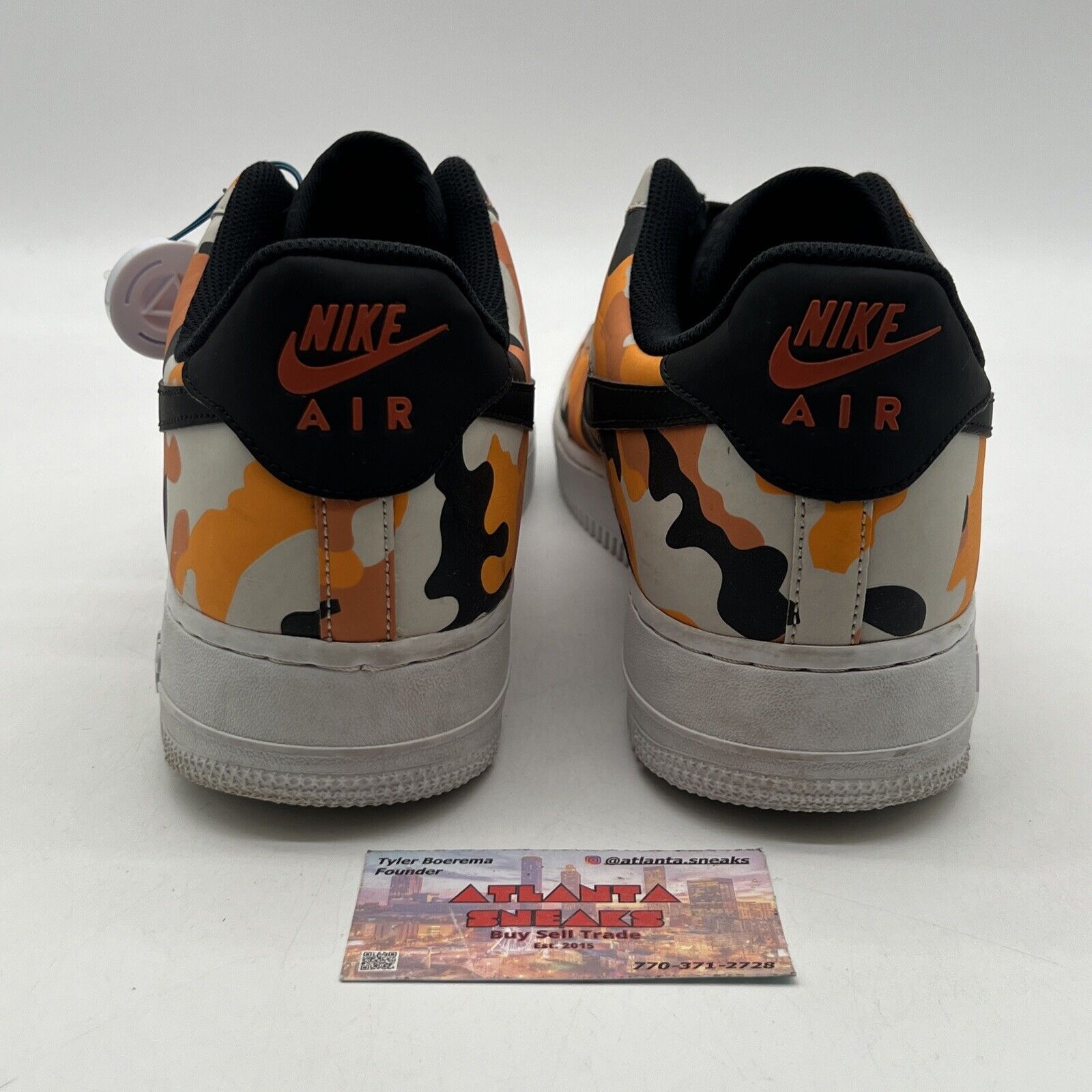 Size 14 - Nike Air Force 1 07 LV8 Orange Camo Black White Leather (823511-800)