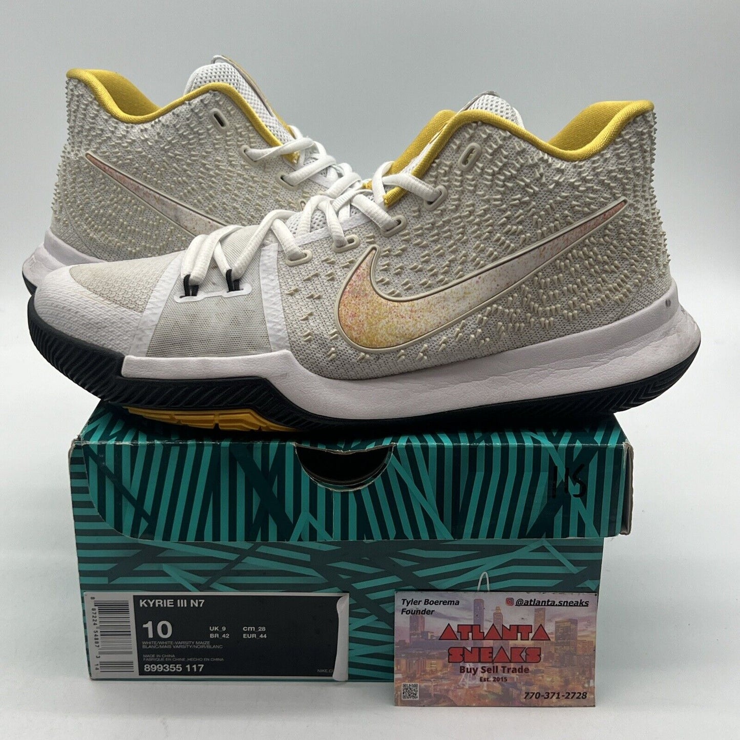 Size 10 - Nike Kyrie 3 N7 (899355-117) Black White Yellow