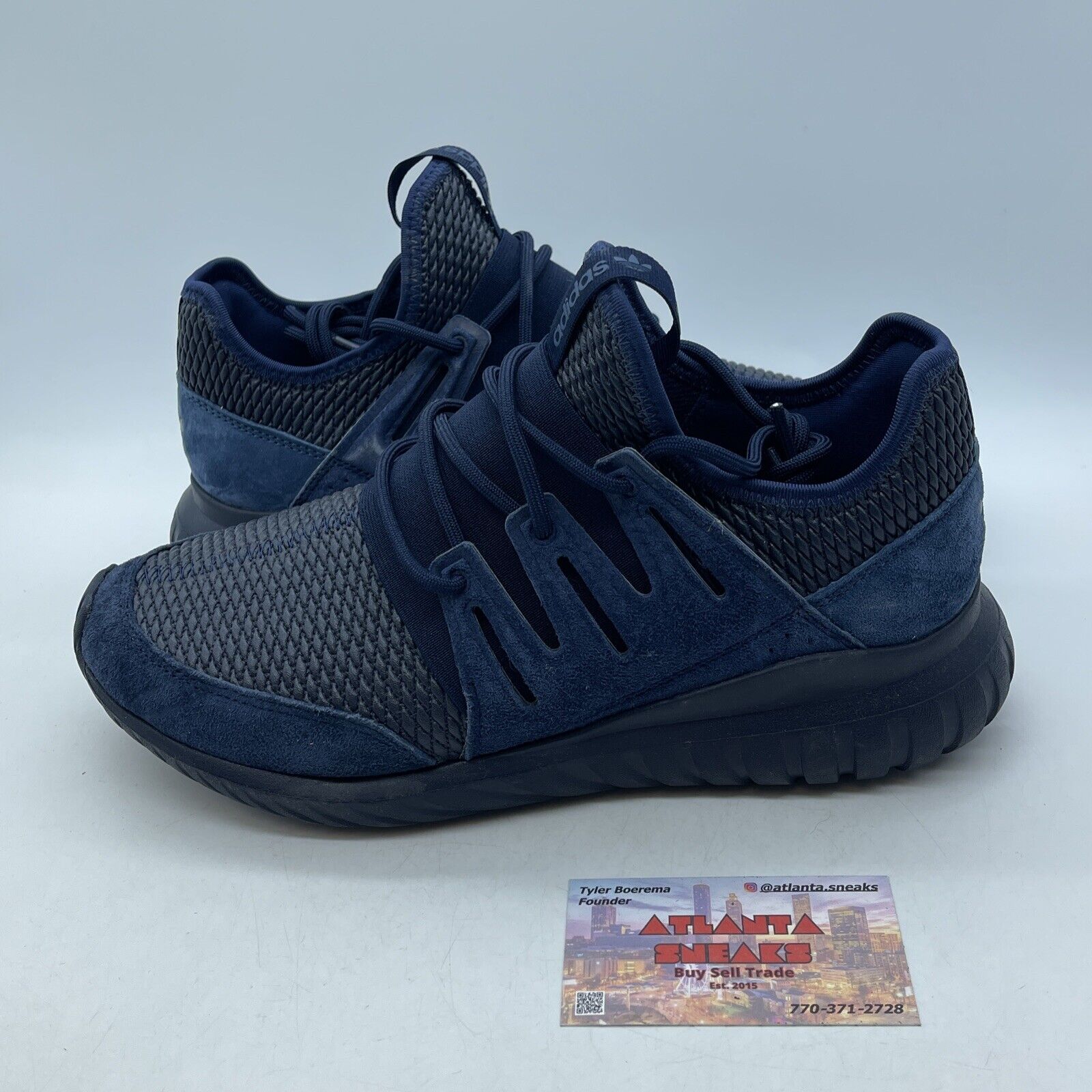 Size 8.5 - adidas Tubular Radial Collegiate Navy Suede Leather (S76722)
