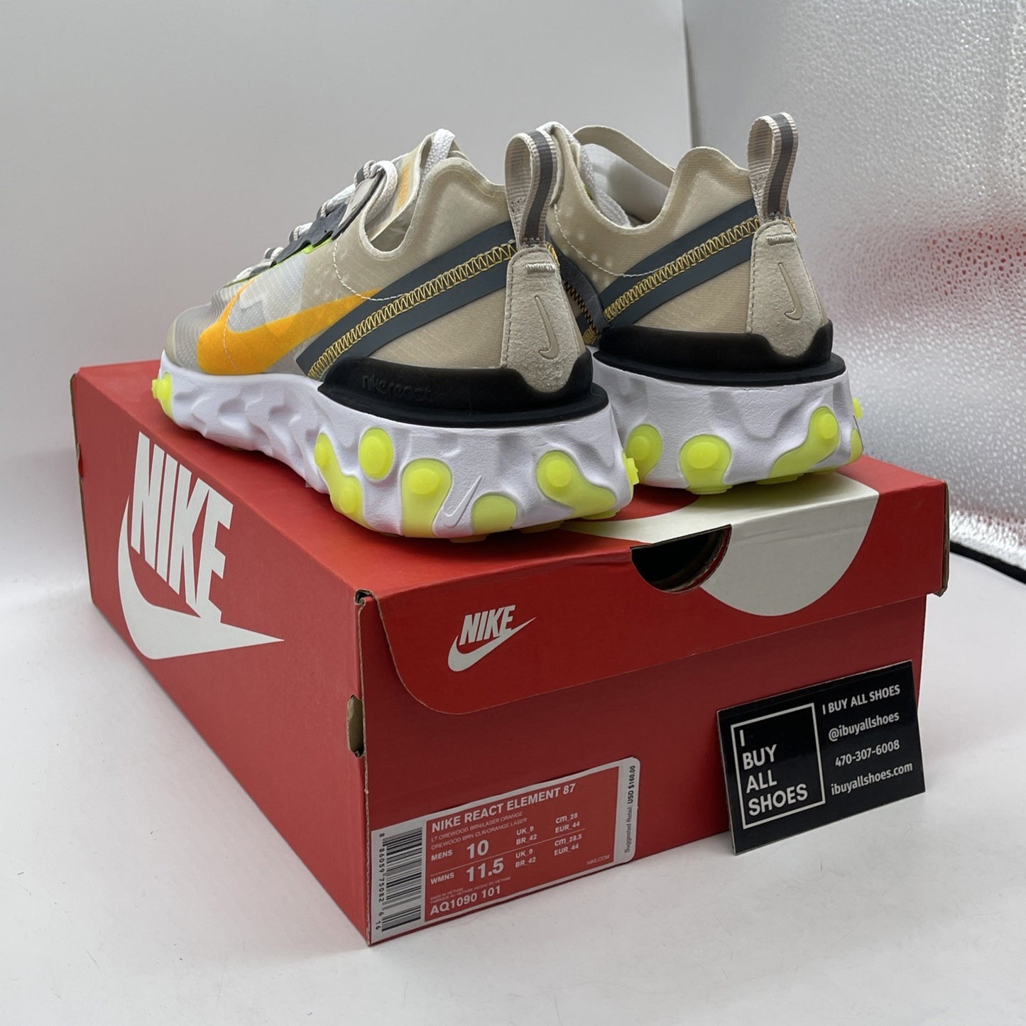 Size 10 - Nike React Element 87 Light Orewood Brown Suede (AQ1090-101)