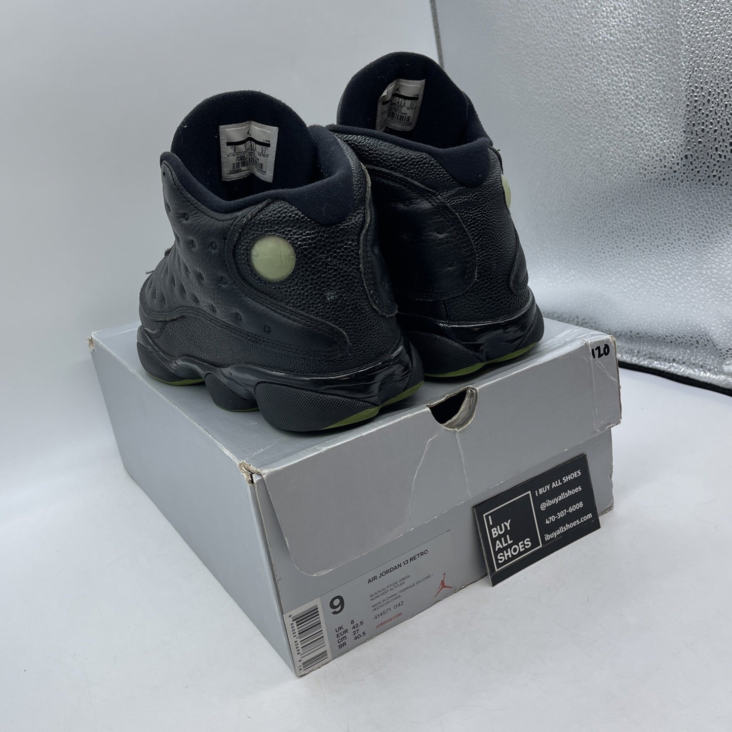Size 9 - Air Jordan 13 Retro 2017 Altitude Black Leather (414571-042)