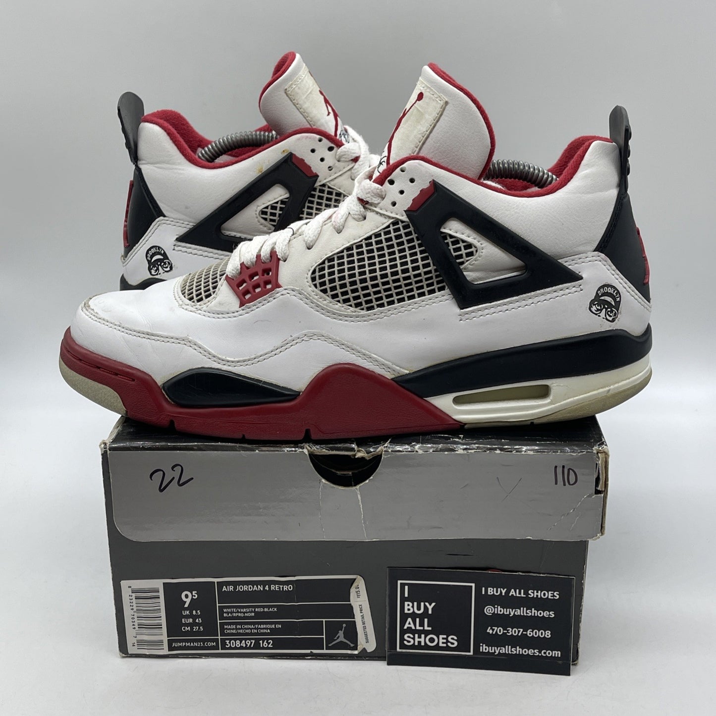 Size 9.5 - Air Jordan 4 Retro Mars Blackmon White Red Leather (308497-162)