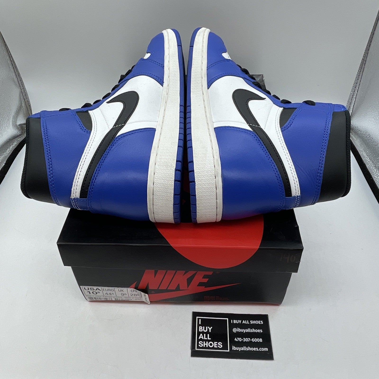 Size 10.5 - Jordan 1 Retro High OG Game Royal Blue Black Leather (555088-403)