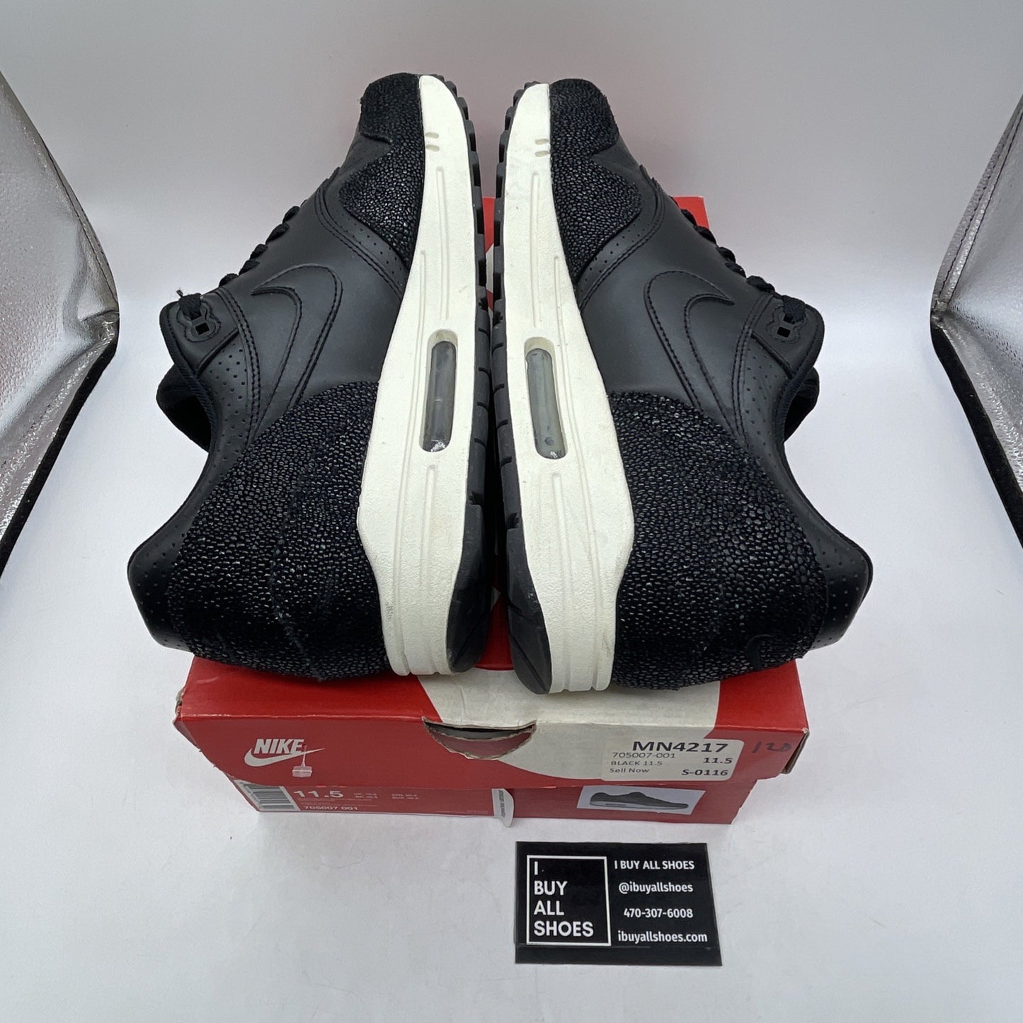 Size 11.5 - Nike Air Max 1 Leather Pa Caviar (705007-001)