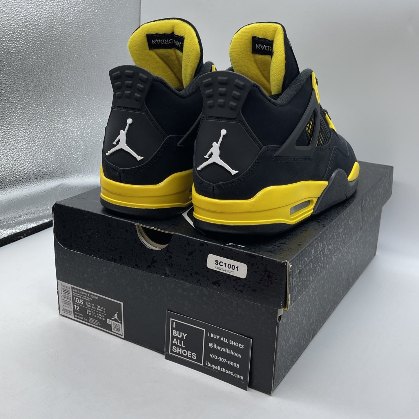 Size 10.5 - Jordan 4 Retro Mid Thunder Black Yellow White Suede (DH6927-017)