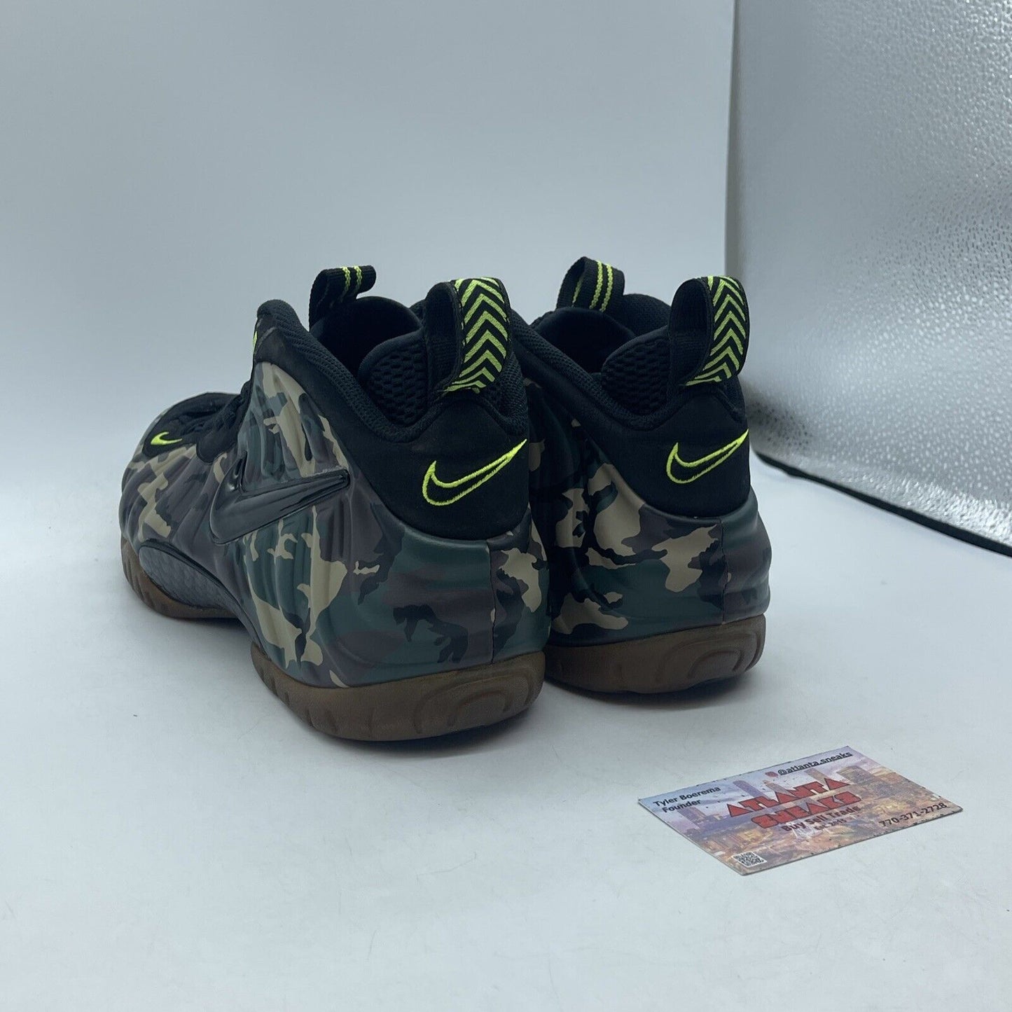 Size 9.5 - Nike Air Foamposite Pro Prm Le Green Camo Leather Suede (587547-300)