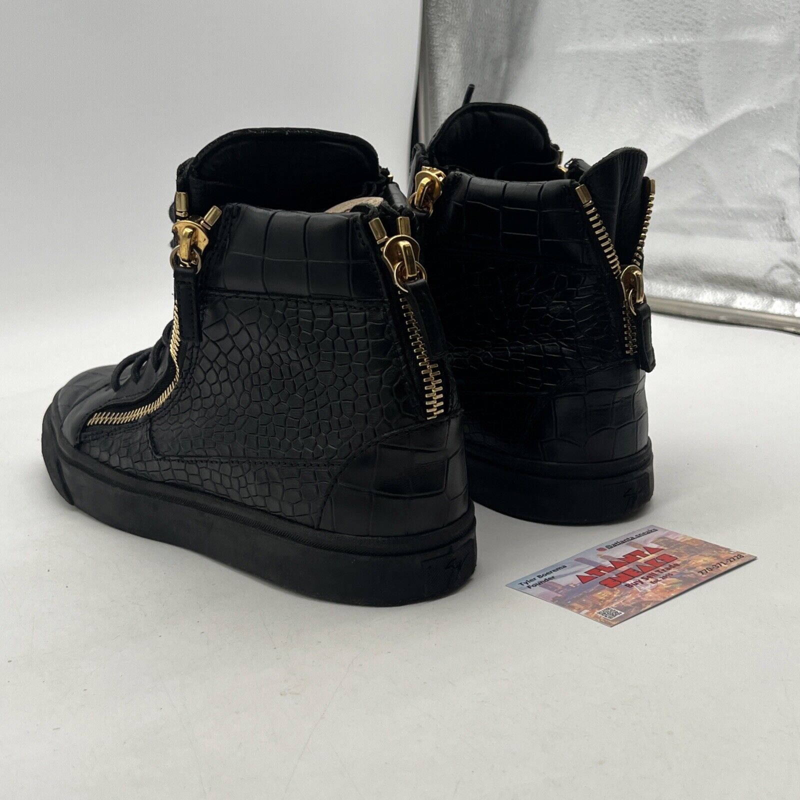 Size 9.5 - Giuseppe Zanotti Embossed High Top Sneakers In Leather Men Black