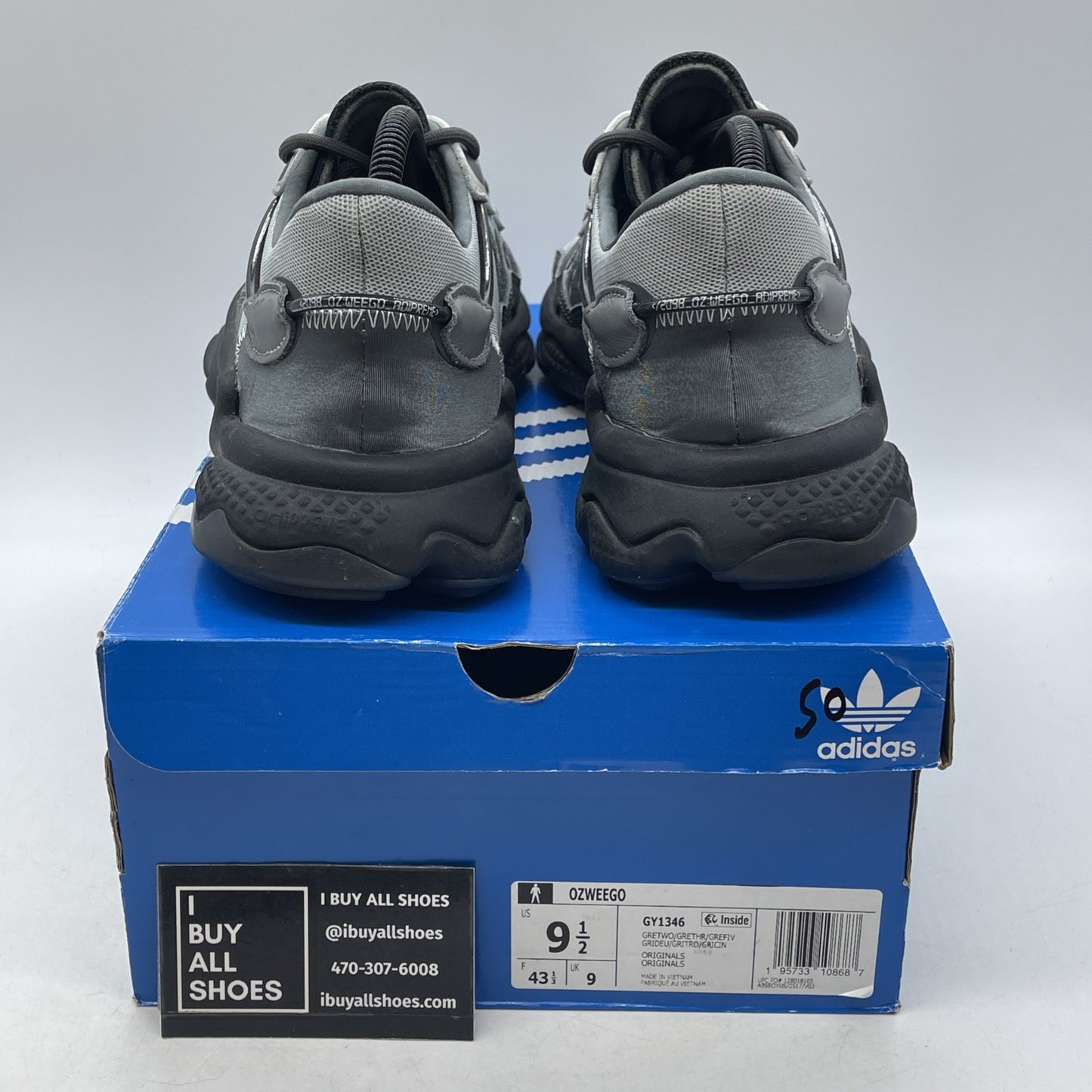 Size 9.5 - Adidas Ozweego Light Grey Dark Grey (GY1346)
