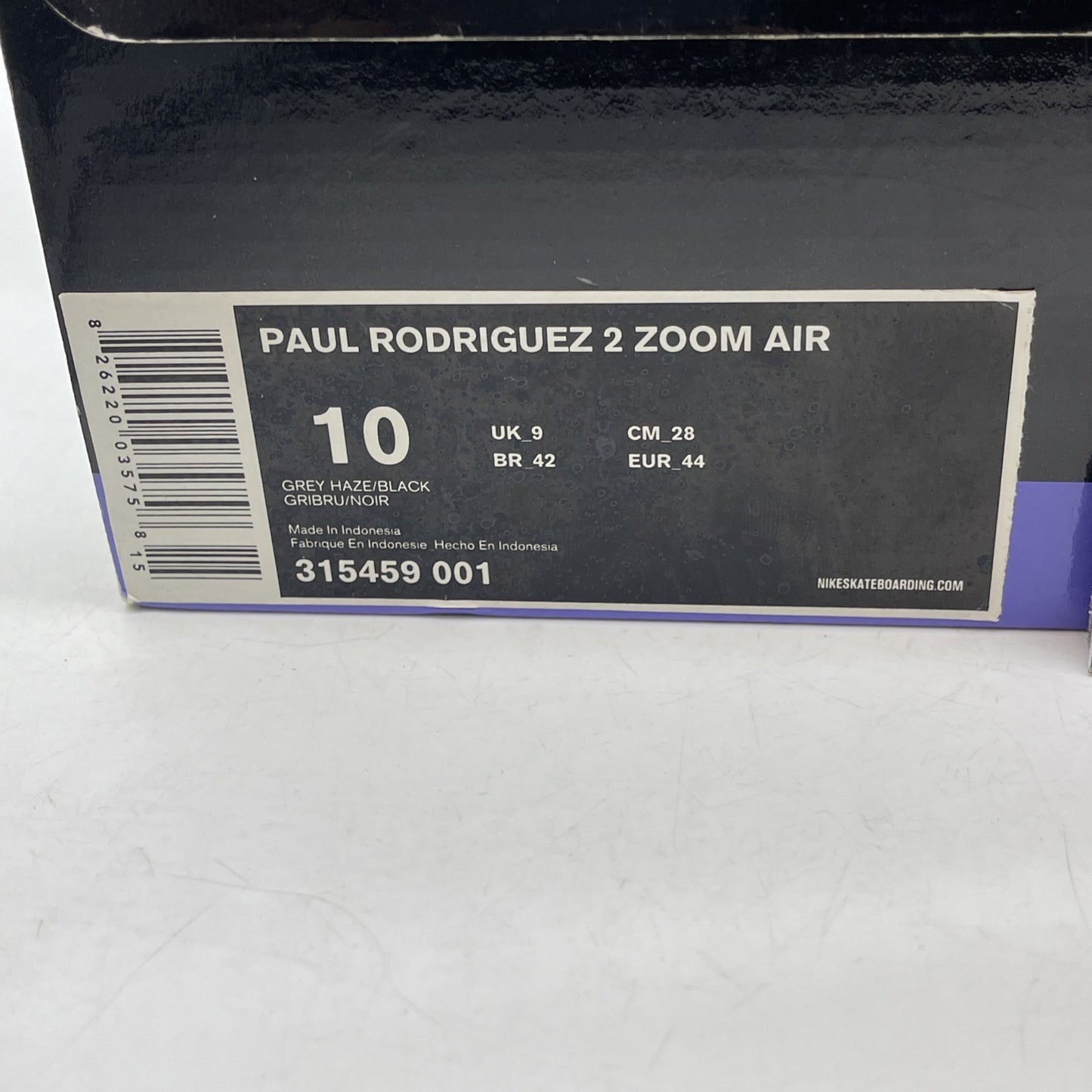 Size 10 - Nike Paul Rodriguez 2 Zoom Air Grey Haze Black Suede (315459-001)
