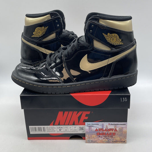 Size 8.5 - Jordan 1 High Black Metallic Gold Leather (555088-032)