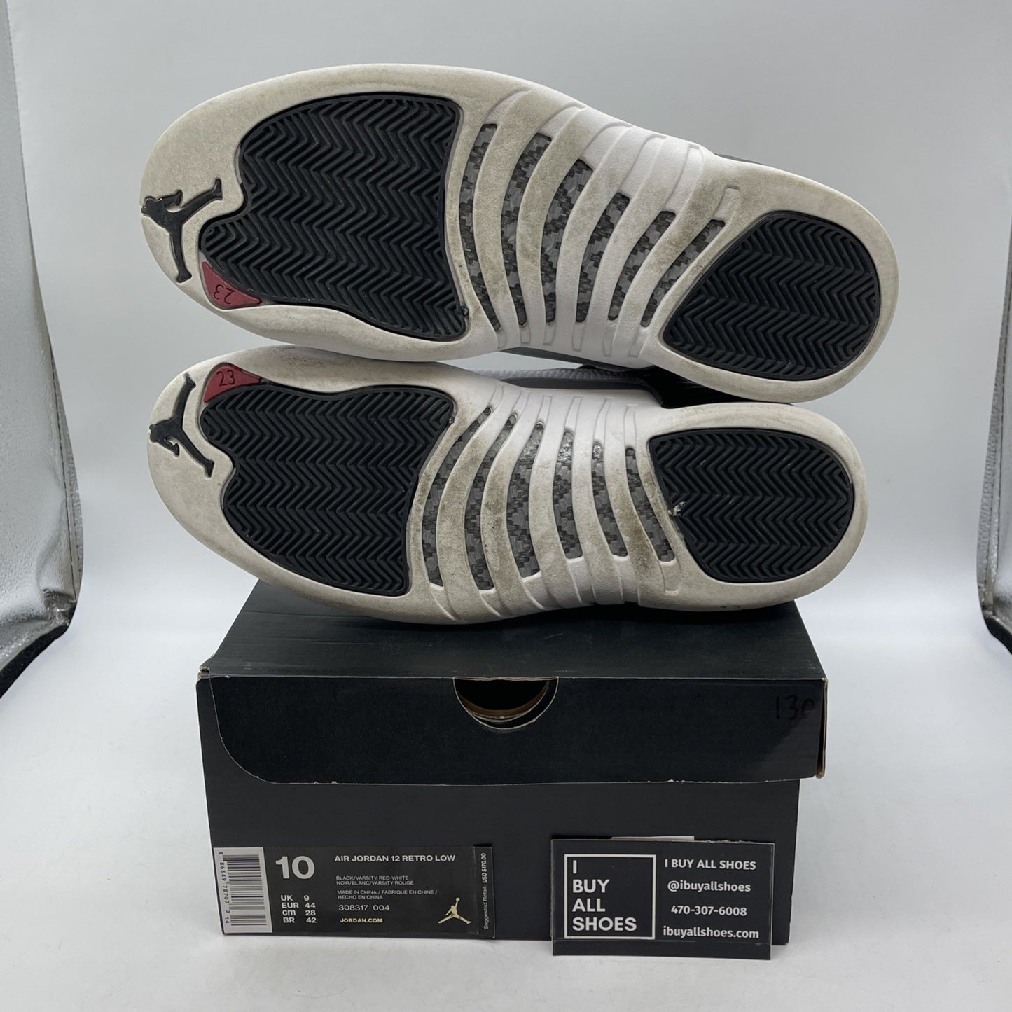 Size 10 - Air Jordan 12 Retro Low Playoffs Black White Leather (308317-004)
