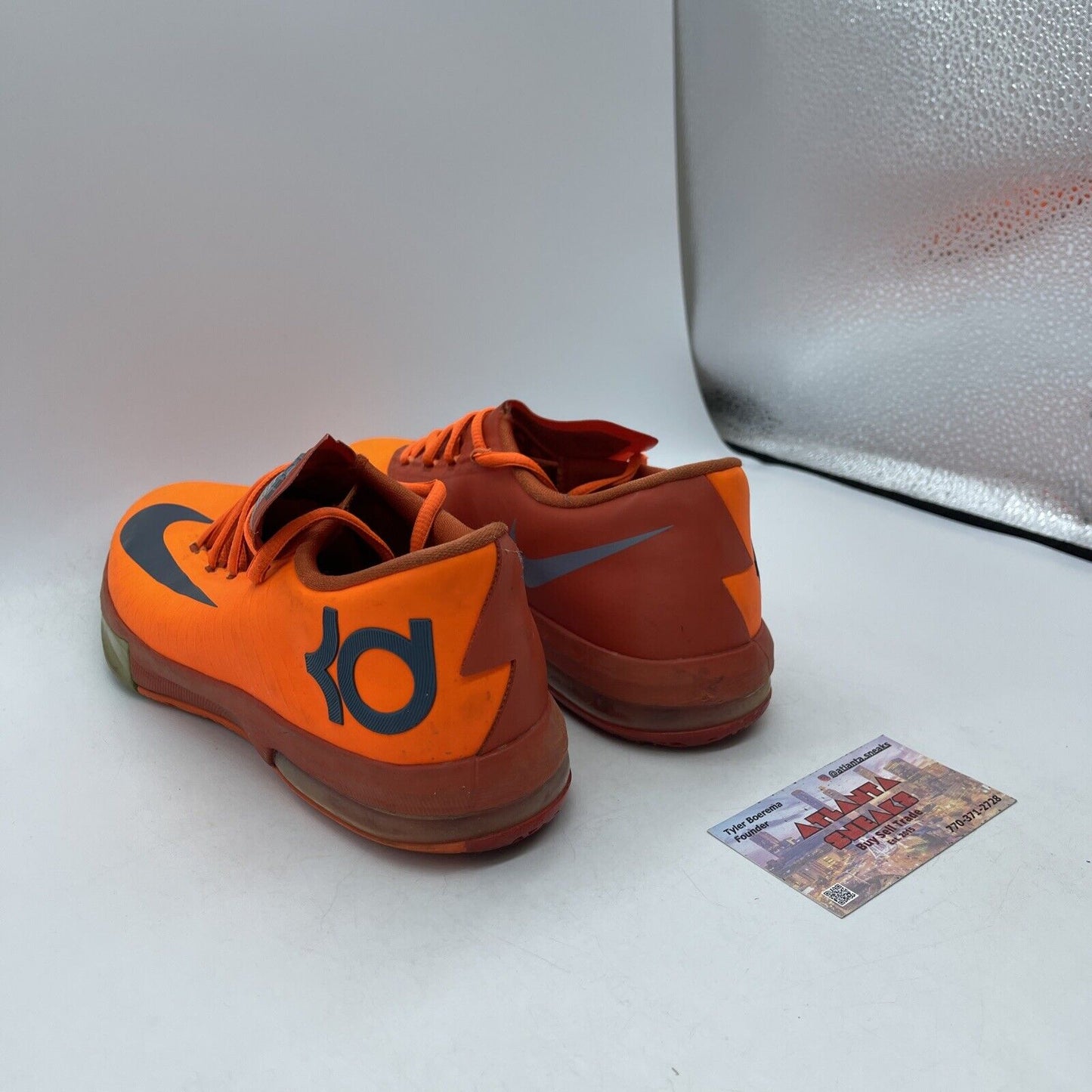 Size 7Y - GS Nike Air Zoom KD 6 Total Orange Grey Red Leather  (599477-800)