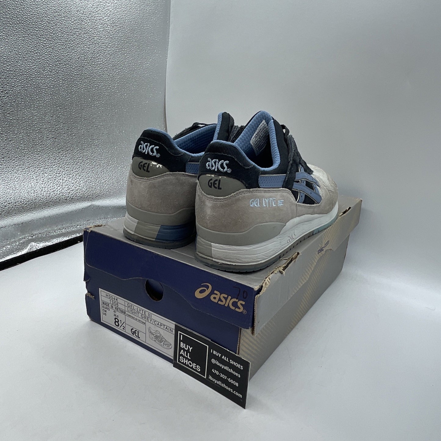 Size 8.5 - Asics Gel-Lyte III Light Grey/Captain Blue (H304K)