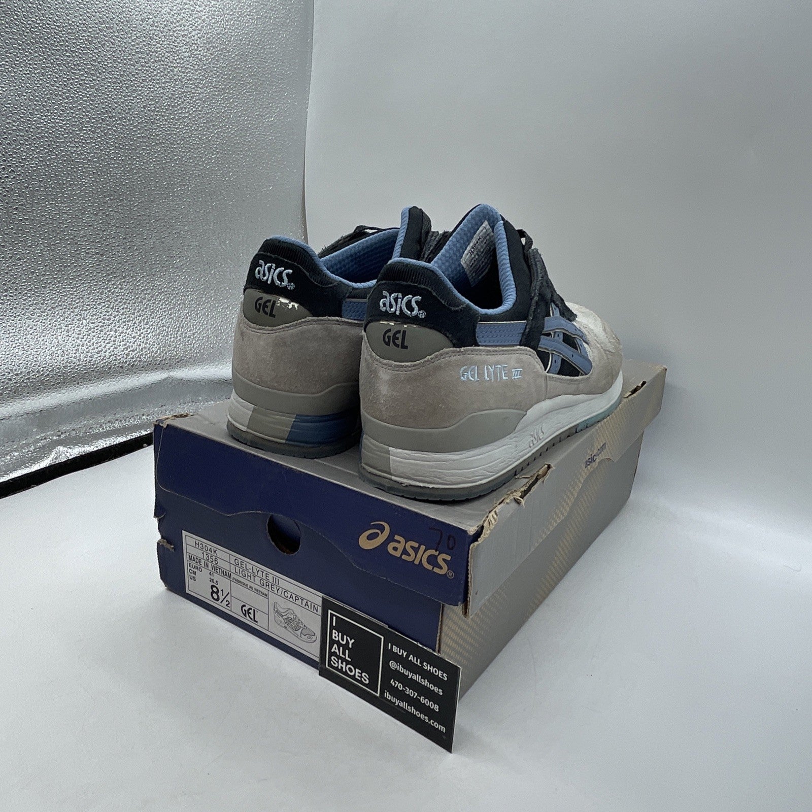 Size 8.5 - Asics Gel-Lyte III Light Grey/Captain Blue (H304K)