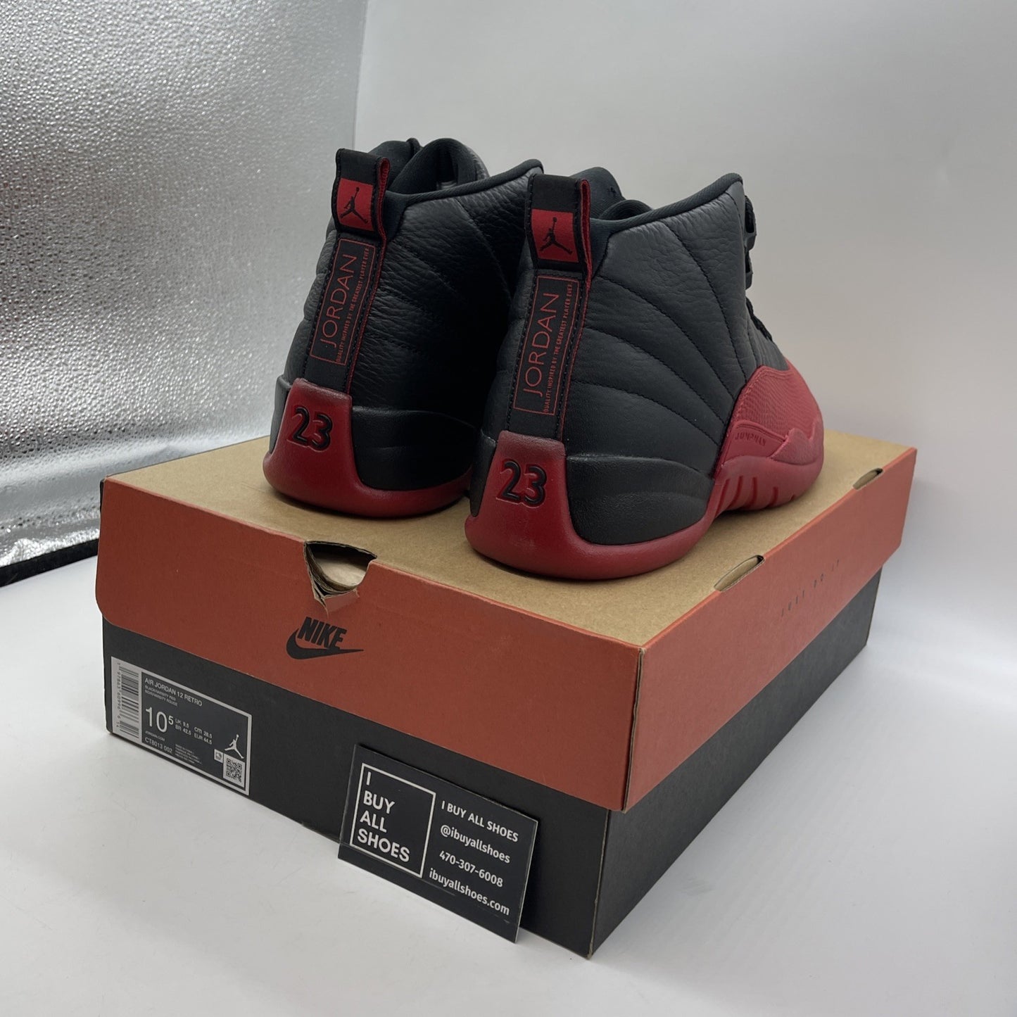 Size 10.5 - Air Jordan 12 Retro 2025 Flu Game Black Red Leather (CT8013-002)