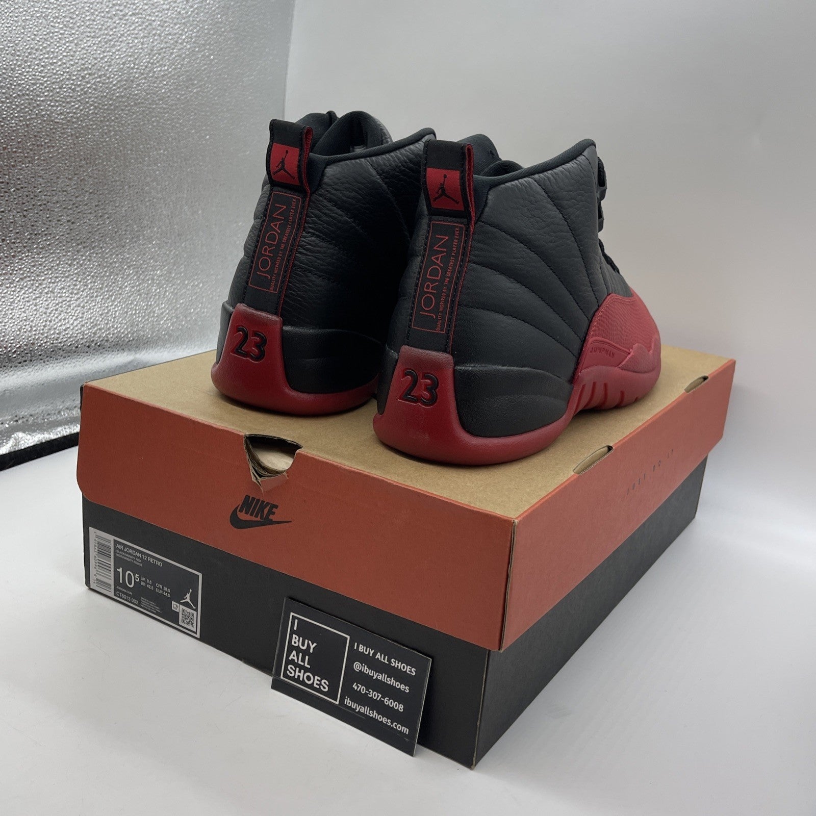 Size 10.5 - Air Jordan 12 Retro 2025 Flu Game Black Red Leather (CT8013-002)