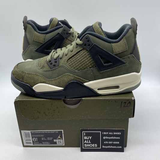 Size 6.5Y (GS) - Jordan 4 SE Retro Low Craft - Olive Black Suede (FB9928-200)