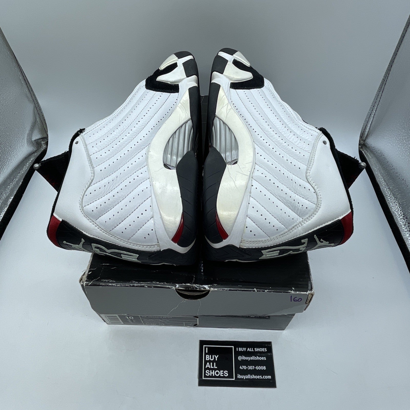 Size 10 - Air Jordan 14 Retro 2006 Black Toe  White Suede Leather (311832-162)