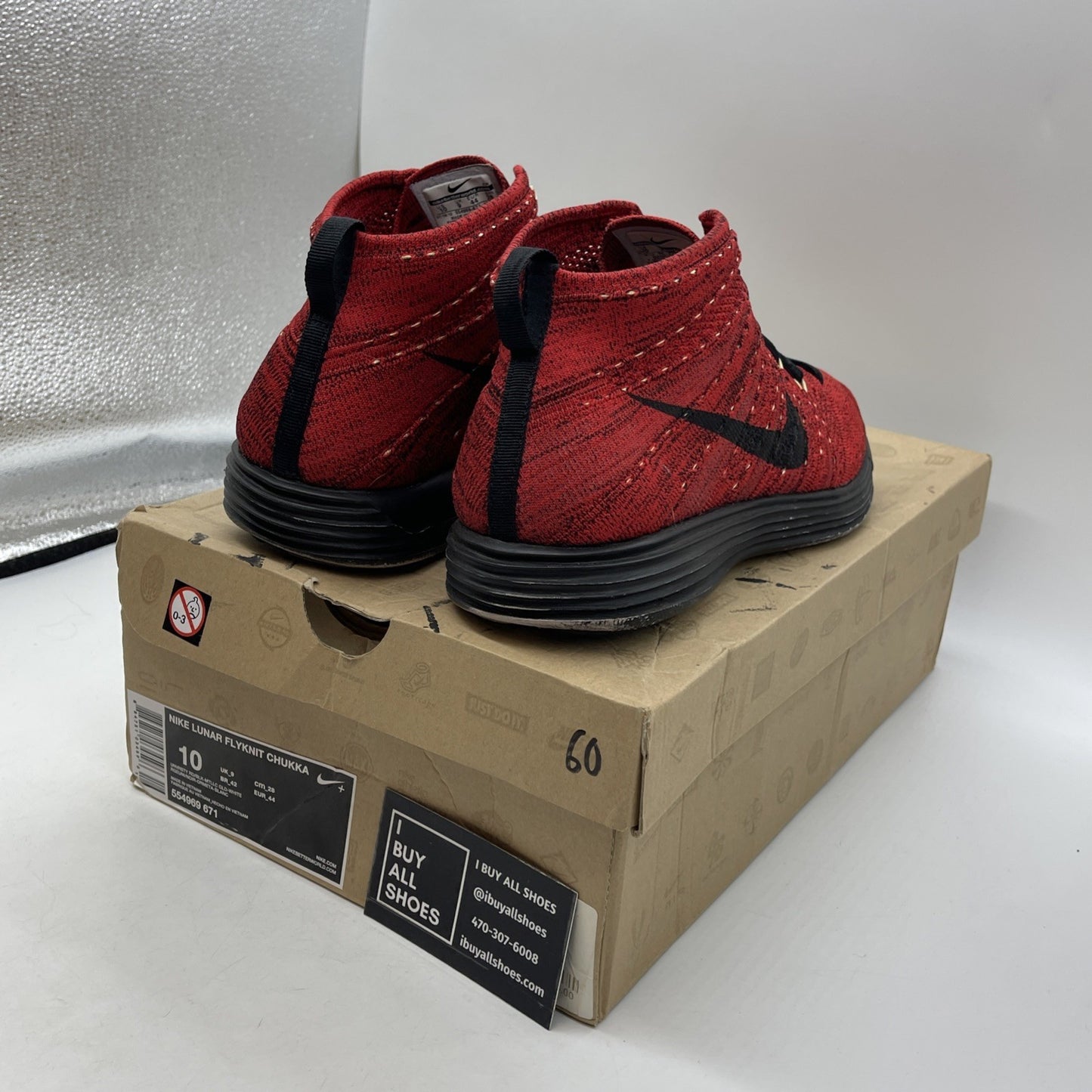 Size 10 - Nike Lunar Flyknit Chukka University Red (554969-671)