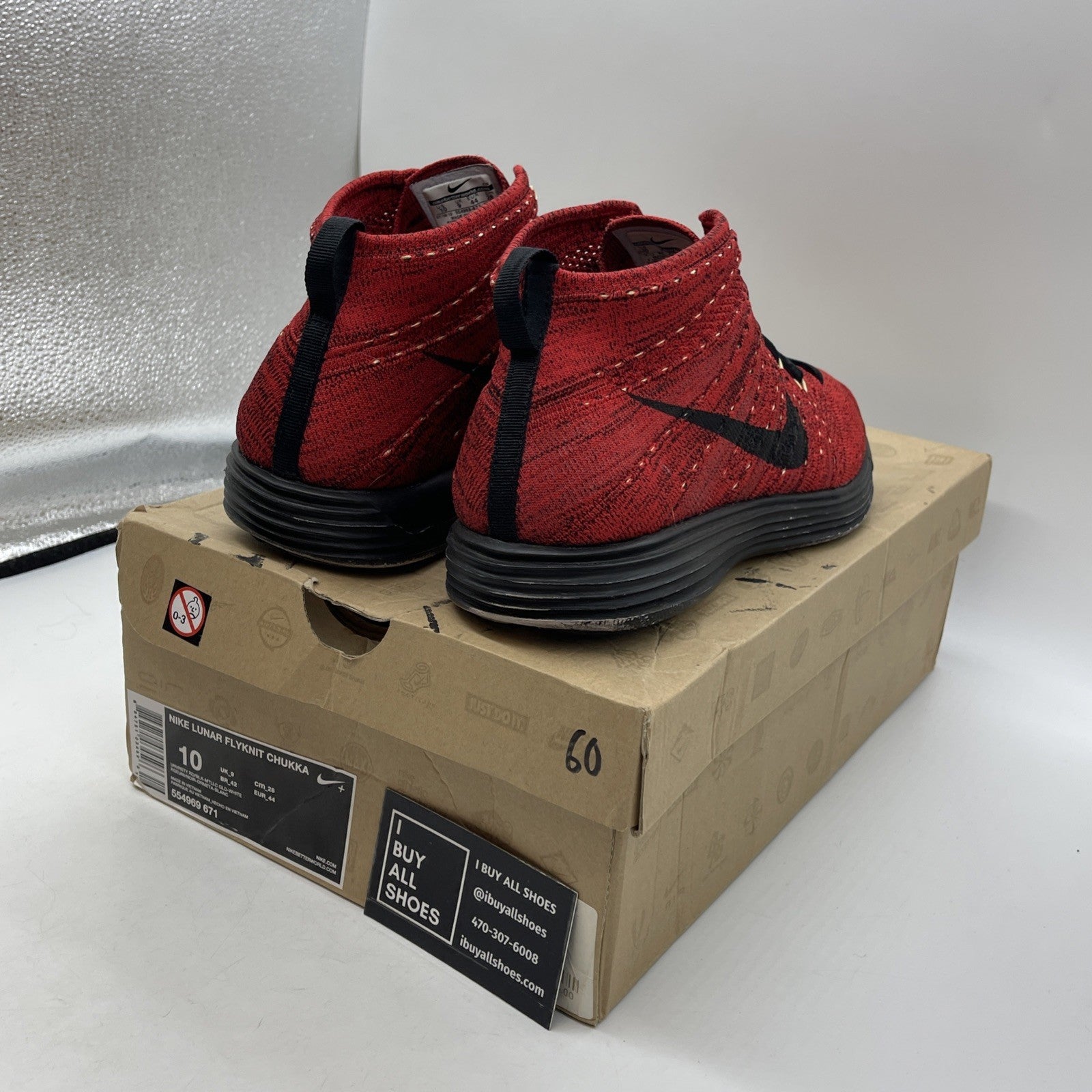 Size 10 - Nike Lunar Flyknit Chukka University Red (554969-671)