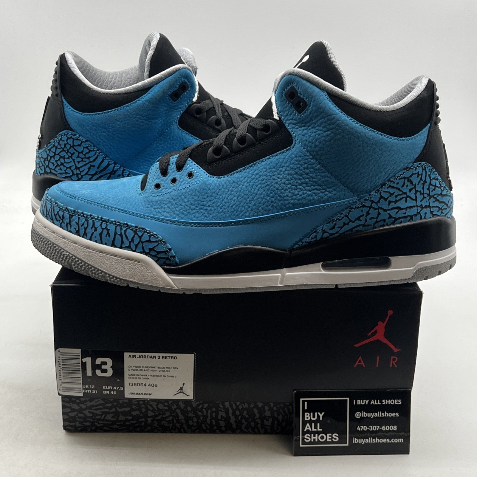Size 13 - Air Jordan 3 Retro Powder Blue (136064-406)