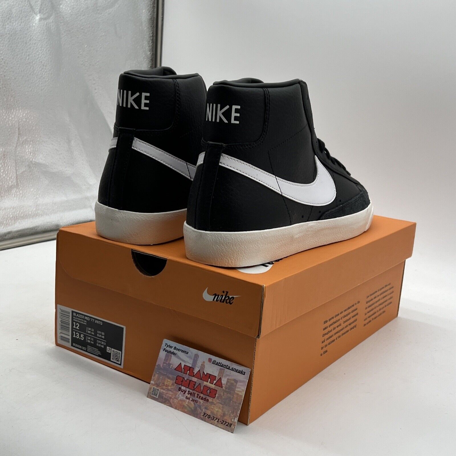 Size 12 - Nike Blazer '77 Vintage Mid Black Sail Leather (BQ6806-002)