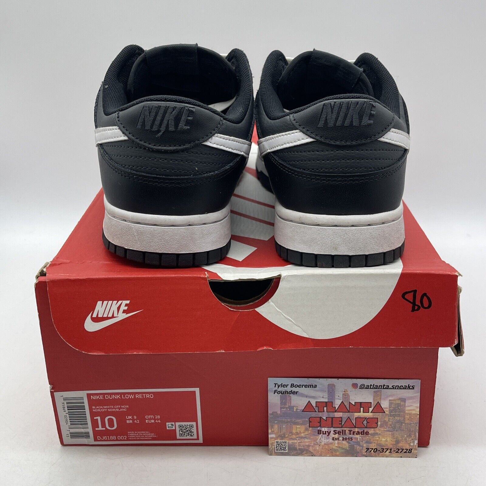 Size 10 - Nike Dunk Low Black Panda White Leather (DJ6188-002)