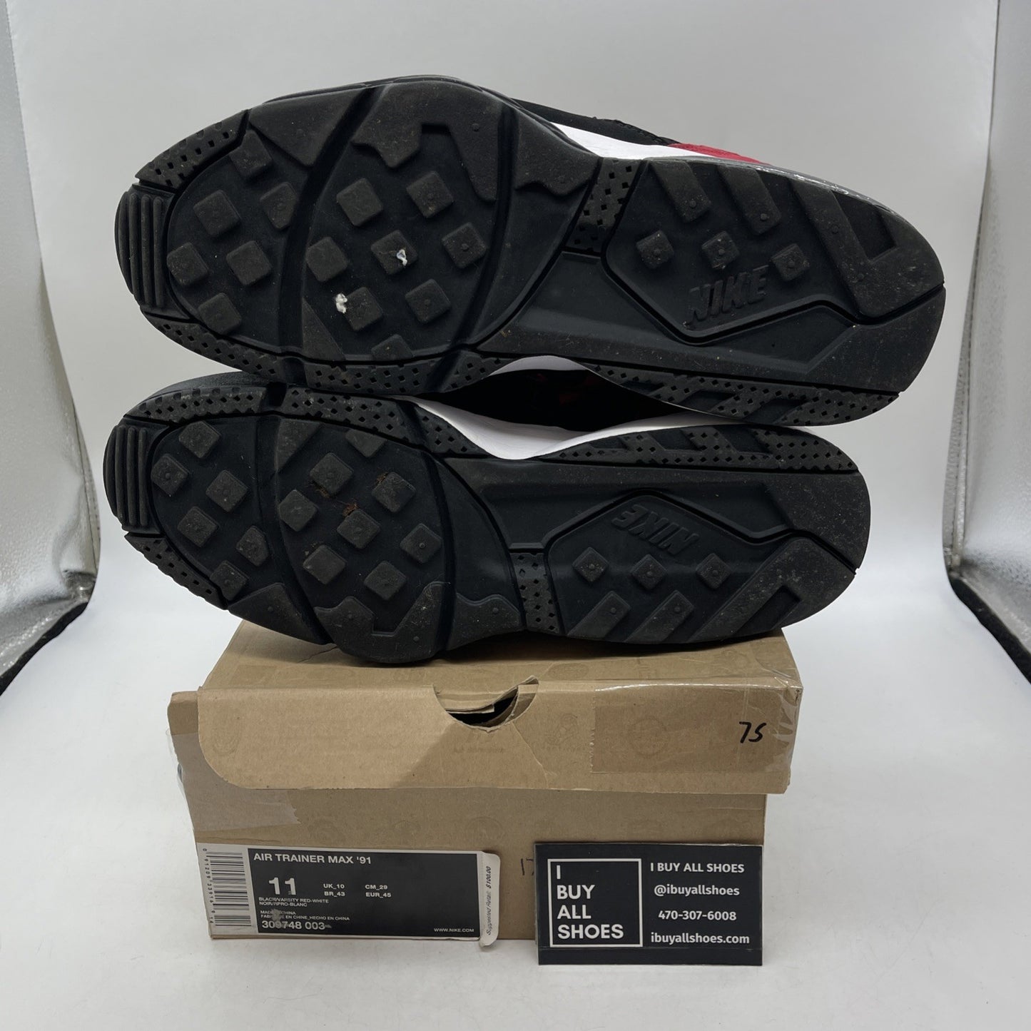 Size 11 - Nike Air Trainer Max 91 Black Varsity Red (309748-003)