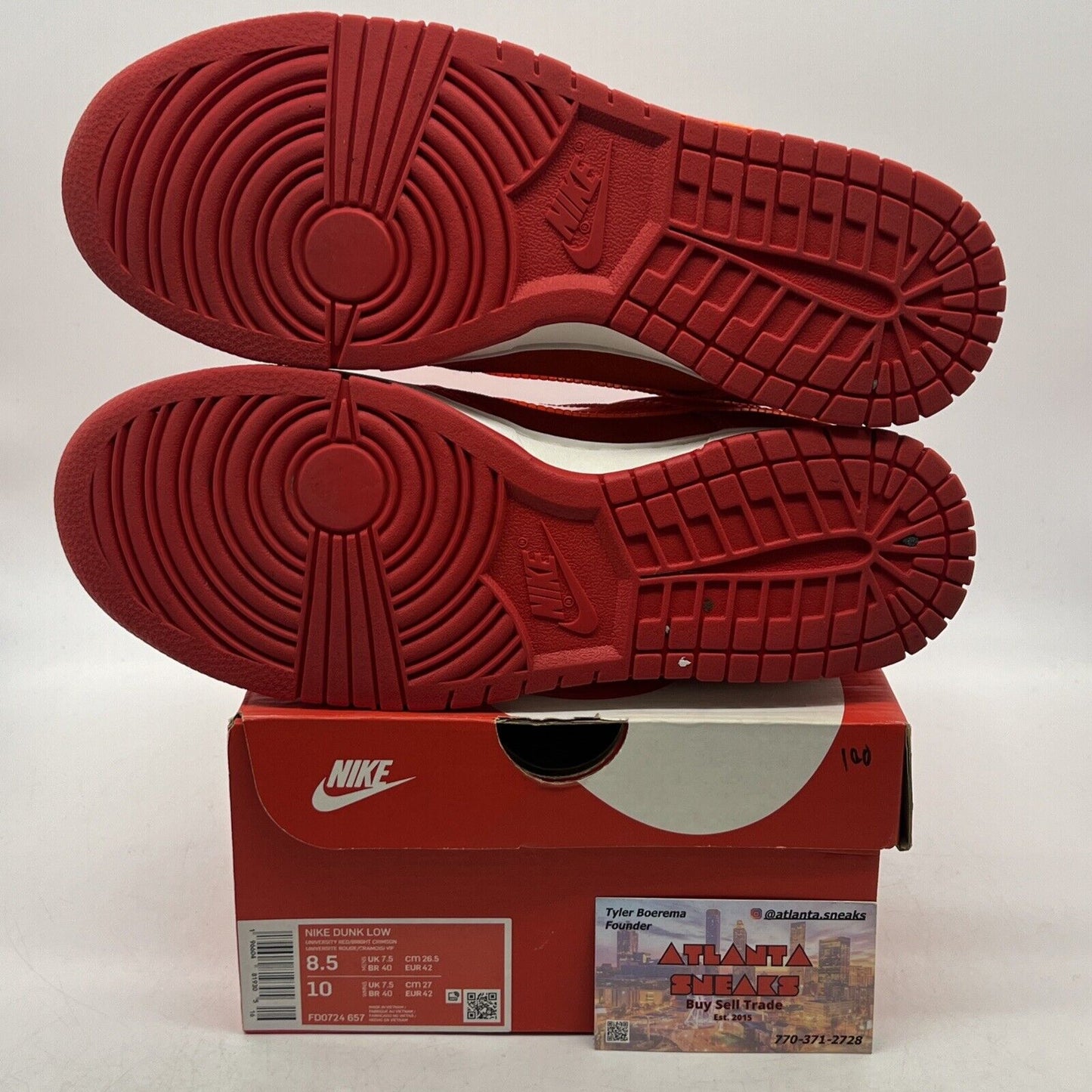 Size 8.5 - Nike Dunk Low ATL - Red Orange Suede White (FD0724-657)