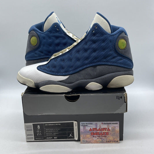 Size 8 - Air Jordan 13 Retro 2010 Flint Blue Grey Suede White (414571-401)