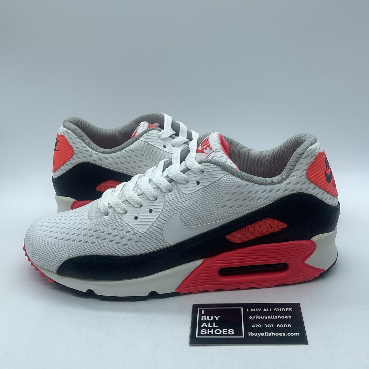 Size 9.5 - Nike Air Max 90 Em White Black Suede Leather (554719-110)