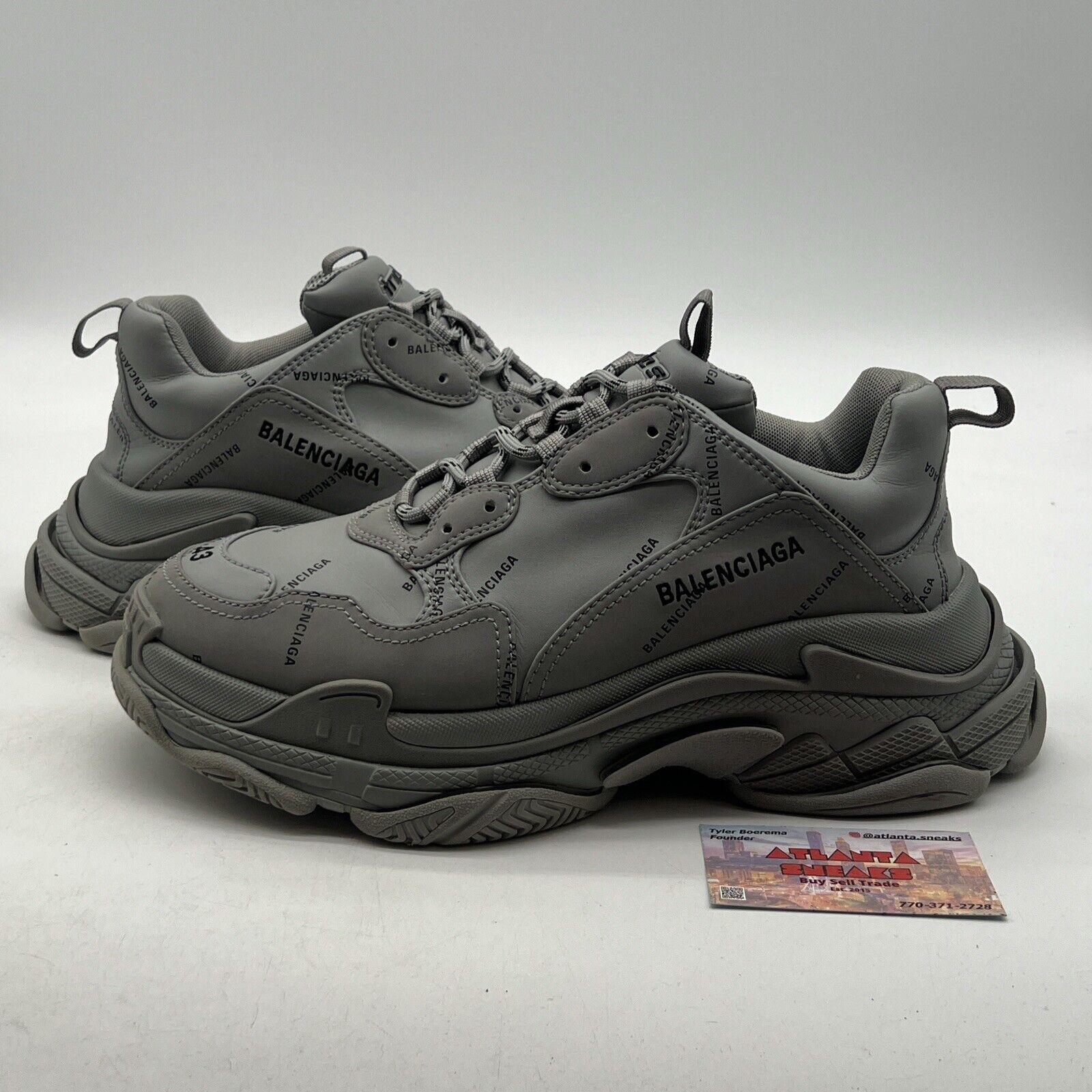 Size 10 - Balenciaga Triple S All Over Logo Grey Black (536737-W2FA1-1810)